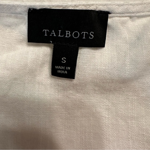 Talbots Small Linen Embroidered Lemons Tie Short Sleeve Top Linen blended  (b5 - Picture 5 of 8